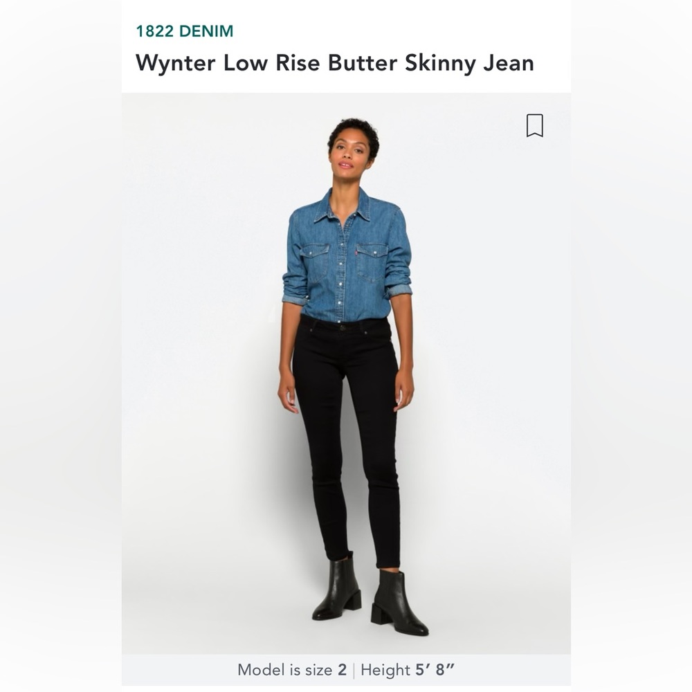Wynter low rise butter skinny jeans, black, size 4